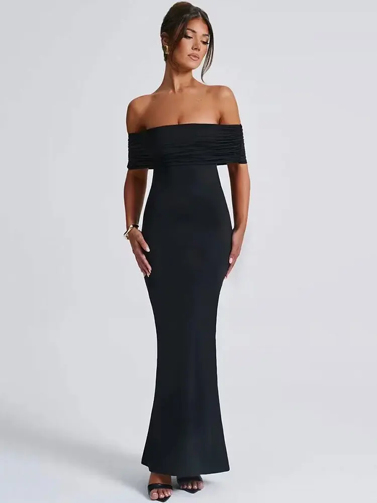 GACVGA Strapless Backless Sexy Bodycon Maxi Dress For Women 2024 Summer Off-shoulder Sleeveless Elegant Club Party Long Dress