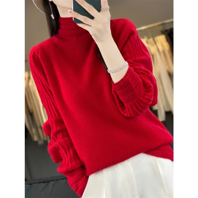 Maglione lavorato a maglia da donna autunno inverno No Pilling High Ne Long Sve Regular Thin Faionable Premium Quali Top