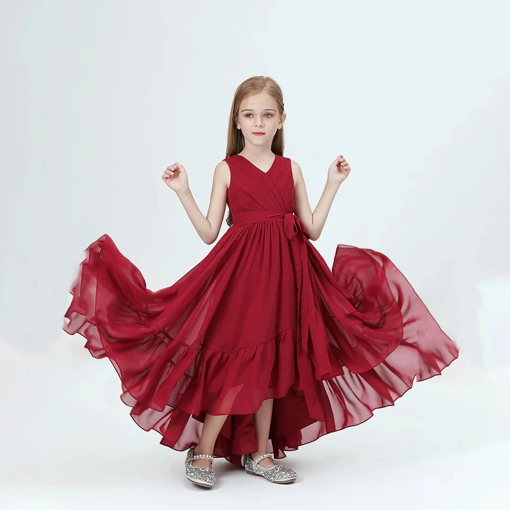 

Одежда для торжественных случаев, платье для девочек, летнее свадебное платье без рукавов с цветочным узором для девочек, костюм для фортепиано, маленькое вечернее платье