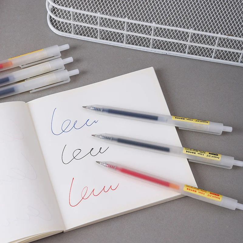 Conjunto de canetas de gel retráteis، 6/10 قطع، 0.5 مم، tinta preta/azulesferografia، scrita، scritatorioassinaturadenegos