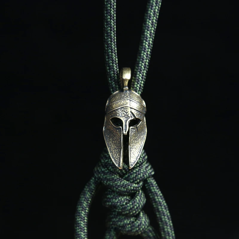Altes Griechenland Spartanischer Krieger Narbe Helm Messing Messer Perlen EDC DIY Paracord Schlüsselanhänger Lanyard Anhänger Schmuck Zubehör – Detail 2