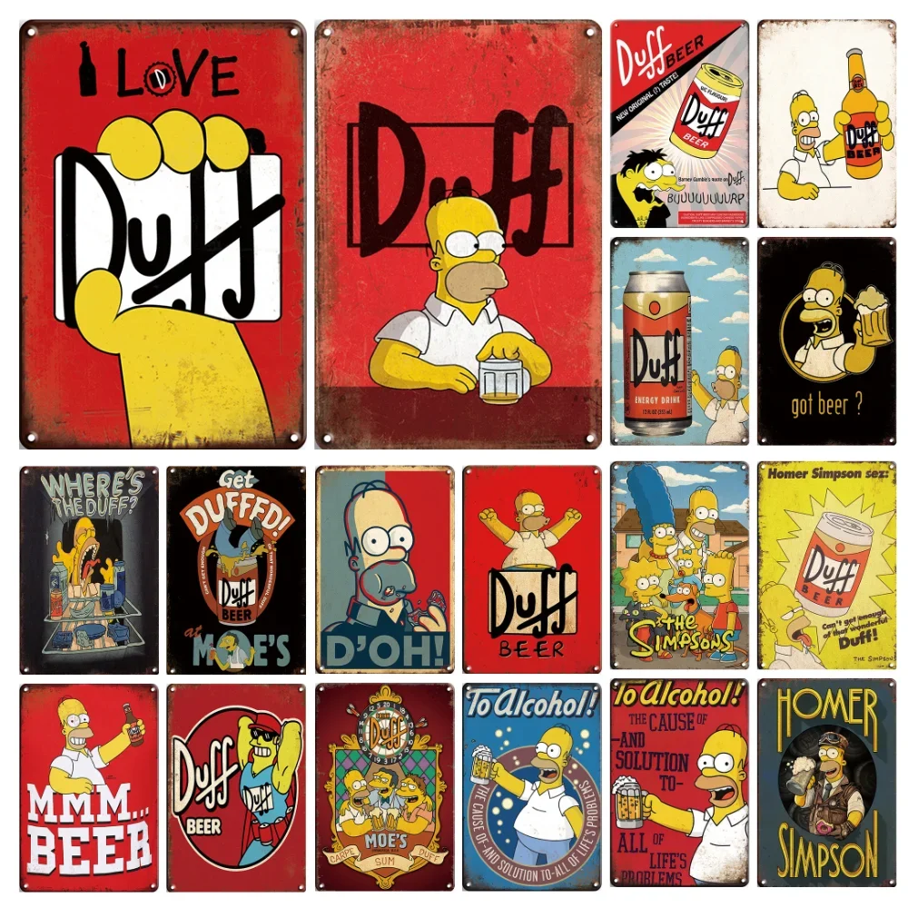 Duff Beer Poster Vintage Metal Tin Sign Plaques Classic Bar Pub Decor Wall Stickers Kitchen Man Cave Club Home Decoration