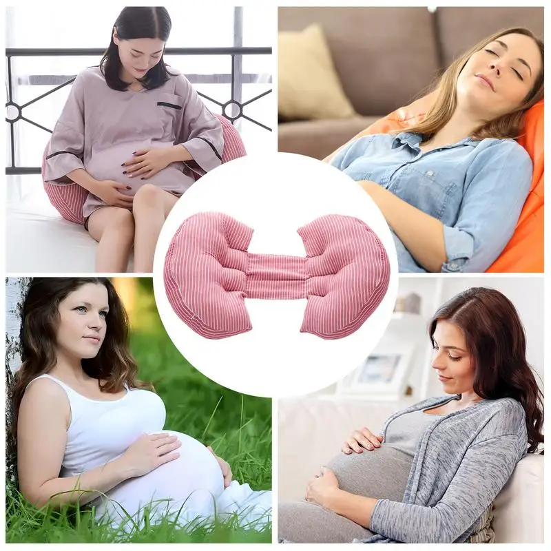 Almohada de apoyo para mujeres embarazadas, almohada de maternidad rellena en forma de U, productos de maternidad multiusos de algodón esponjoso