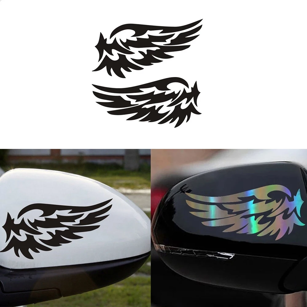 

Angel Wings Lovely Car Decal Stickers Motorcycles Decoration 3D Reflective Waterproof Stickers Rearview Glue Stickers