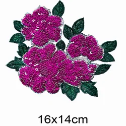 1 Piece Beautiful Purple Sequin Flower Sew On Clothing Accessories Fabric Sticker Applique