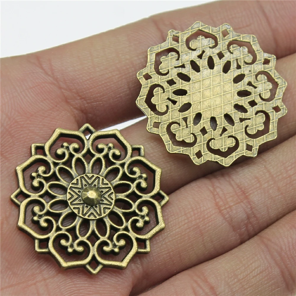 WYSIWYG 4pcs Charms Flower Antique Bronze Color Alloy DIY Jewelry Making Accessories 31x31mm