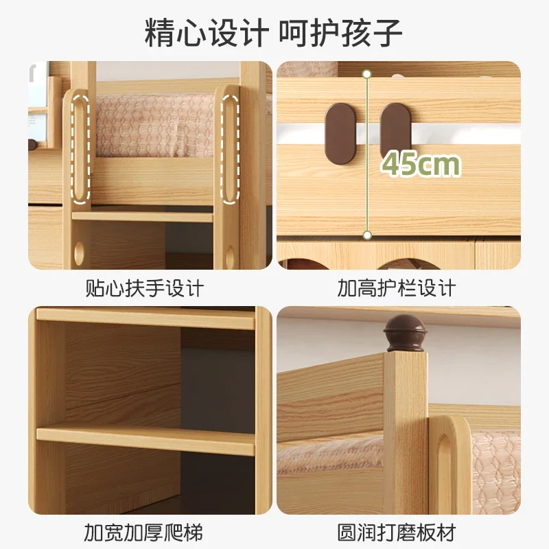 Cama de madeira maciça sob a mesa guarda-roupa cama infantil integrada