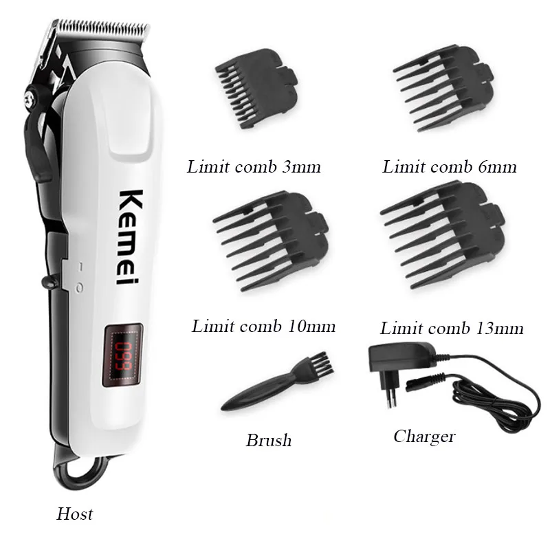 Rechargeable Electric Hair Clippers ABS Powerful Motor LCD Wireless Electric Shaver with Carbon Steel Cutter Head