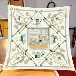 90*90cm Luxury Brand Silk Square Scarf Hijab Women Bandana Soft Scarves Neckerchief Ladies Hair Shawl Wrap Headband Modern