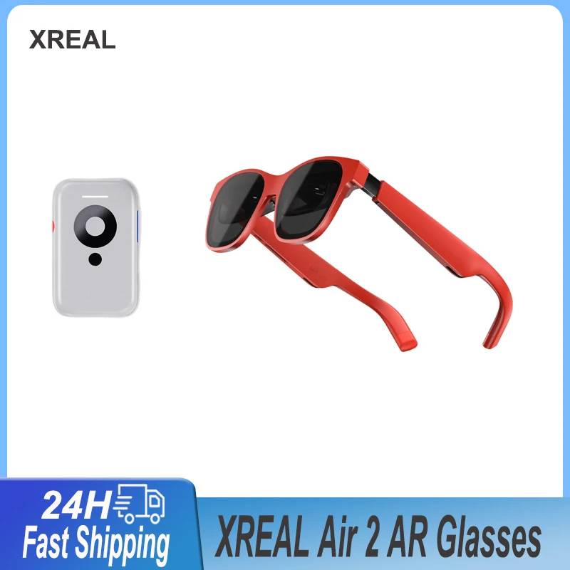 

Смарт-очки XREAL Nreal Air 2, 330 дюймов, IMAX экран, 120 Гц, погружной кинотеатр, портативная ТВ-приставка для игр, проектор, монитор, красный