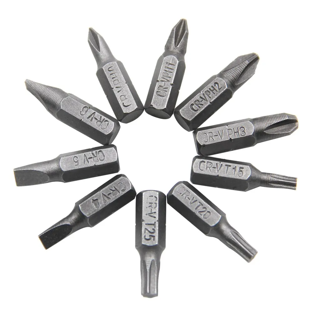 10pc Rubber Strip Cross Screwdriver Head Bit 60mm Conversion Extension Rod Woodworking Power Tool Set