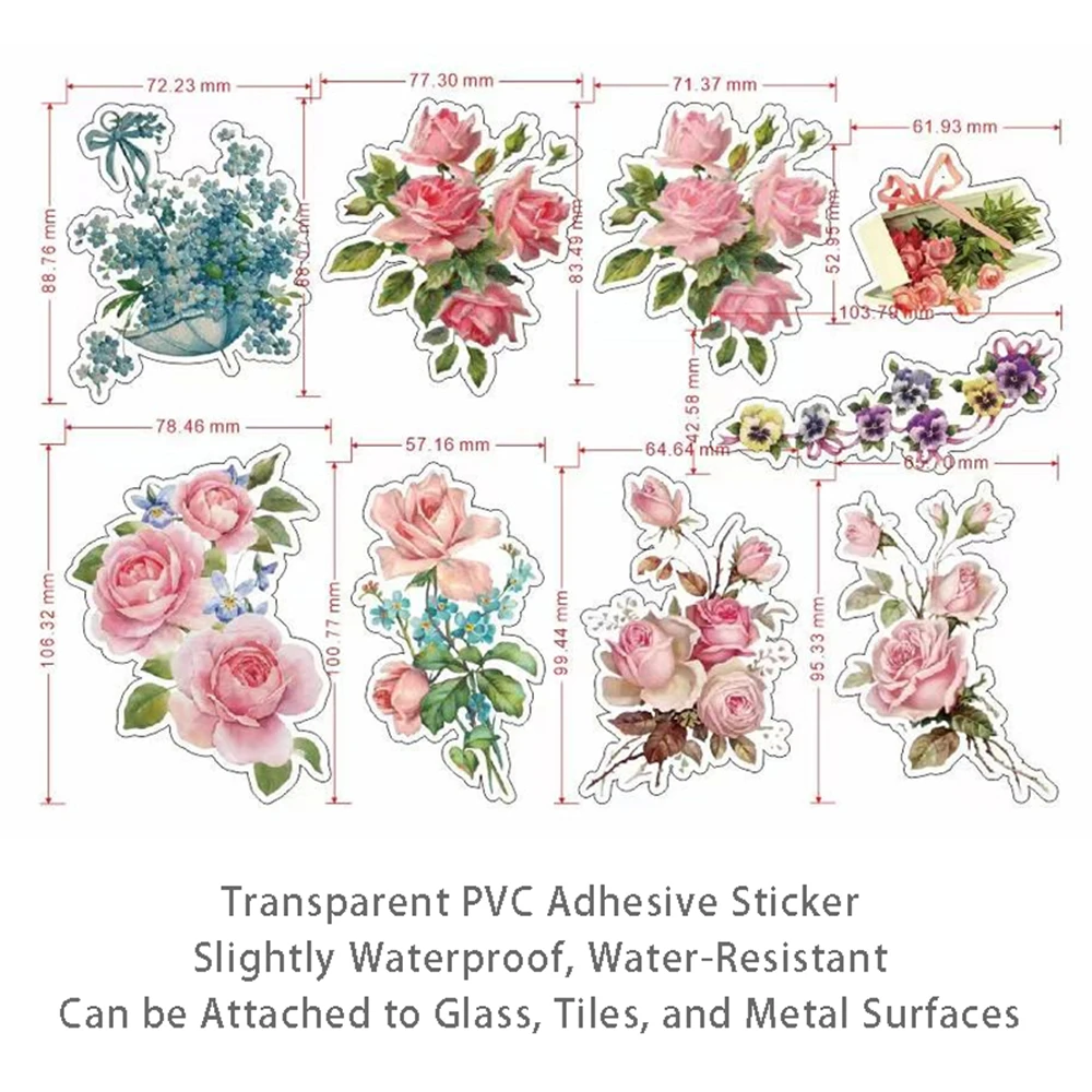 Flower Wall Panel - Vintage Flower Adhesive Transparent Sticker Home