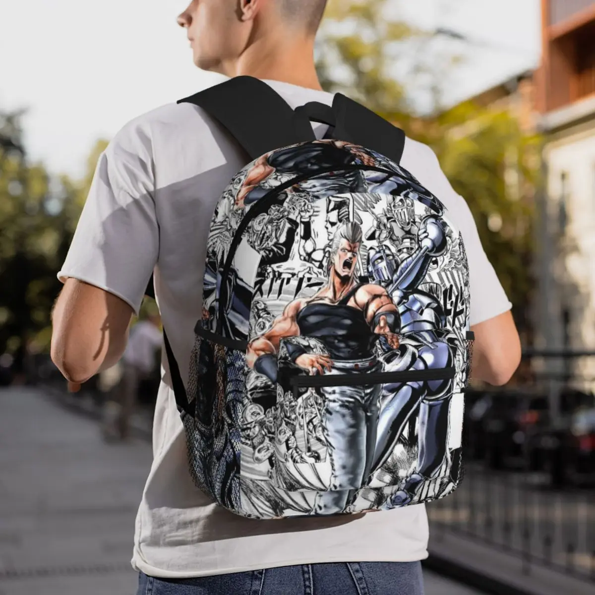 Jojos Bizarre Adventure Polnareff Backpack Student BookBag Kids School Bag Laptop Shoulder Bags for Boys Girls