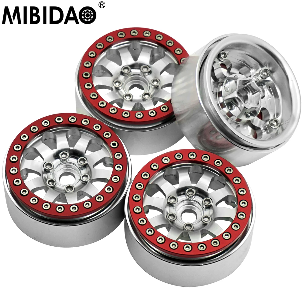 

MIBIDAO 4Pcs Metal 1.9" Beadlock Wheel Hub Rim For 1/10 Axial SCX10 90026 90046 D90 D110 CC01 RC Crawler Car Parts