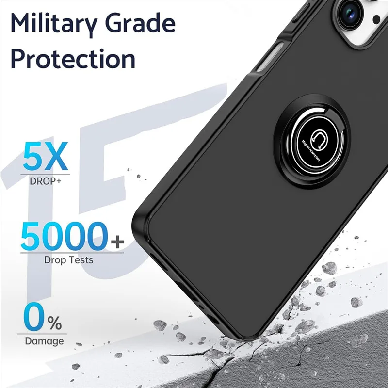 For Samsung Galaxy A06 A 06 4G Case Shockproof Matte Metal Ring Holder Armor Phone Case For Samsung A06 SM-A065F Back Cover