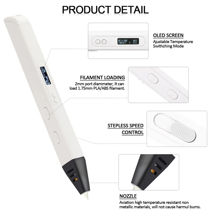 RP800A 3D Pen Professional Printing Pen with LED Display Drawing Set for Doodling Art Craft Making Gifts Education New Hot Sale - Image 4