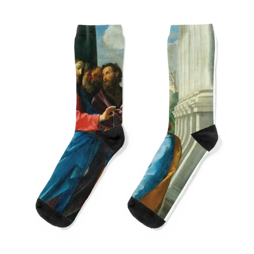 

Christ and the saint - Consegna delle chiavi - Reni Socks happy cool custom sports Luxury Woman Socks Men's