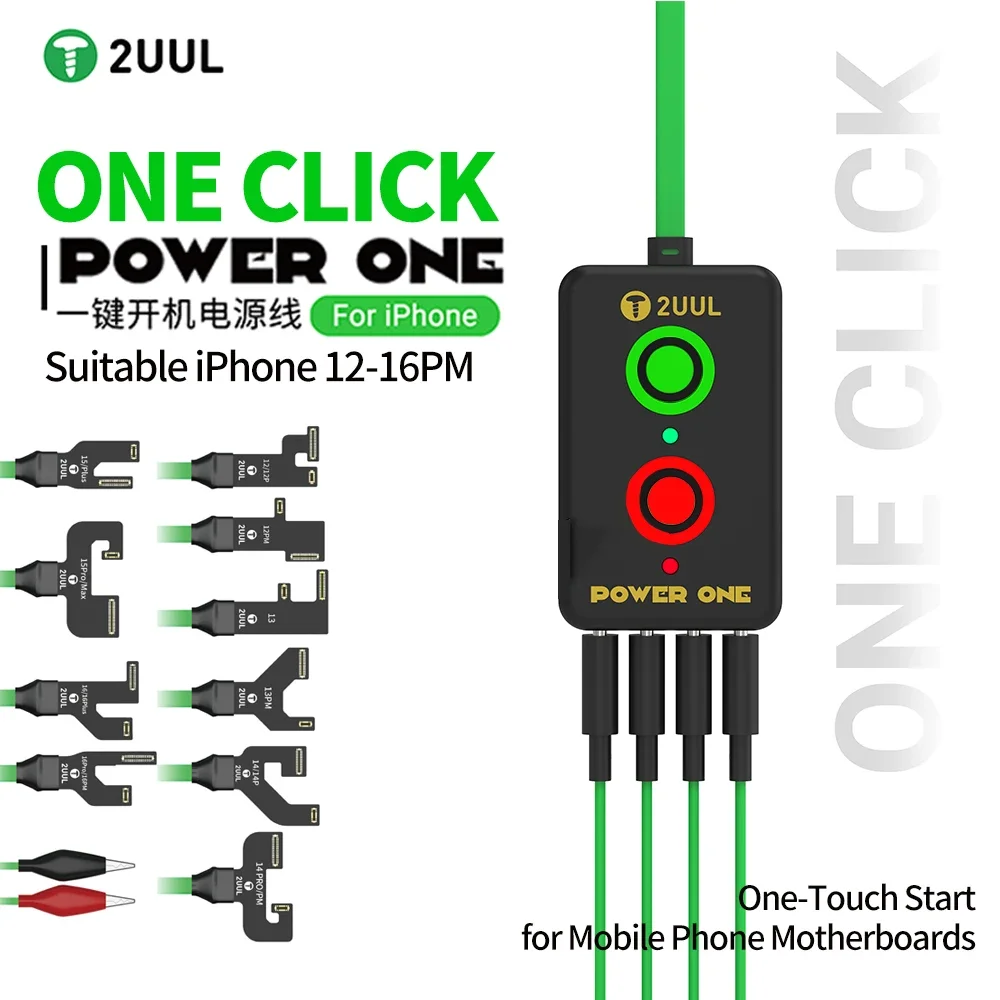 2UUL PW09 POWER ONE One Click Power on Cable for IPhone 12 13 14 15 16 Series with A15 Bionic Connector Dual Socket Design