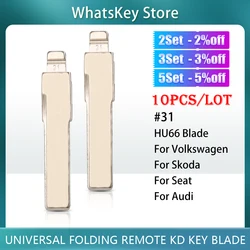 10P/Lot #31 KD Key Blade HU66HAA Uncut Flip Car Key Blade for Volkswagen Passat for VW Golf Skoda Bora Polo Tiguan KD900 Machine