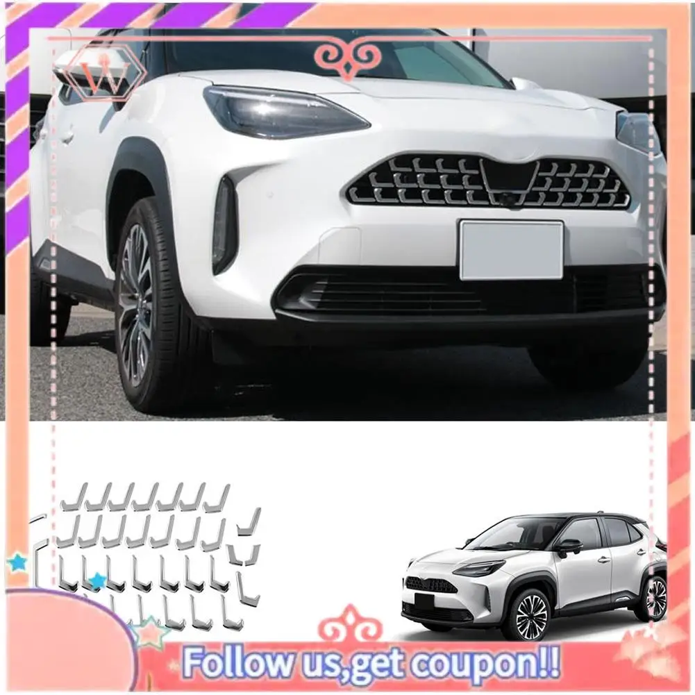 

Durable 34Pcs Chrome Front Center Grille Cover Trim Car Styling For Toyota Yaris Cross 2020 2021 2022
