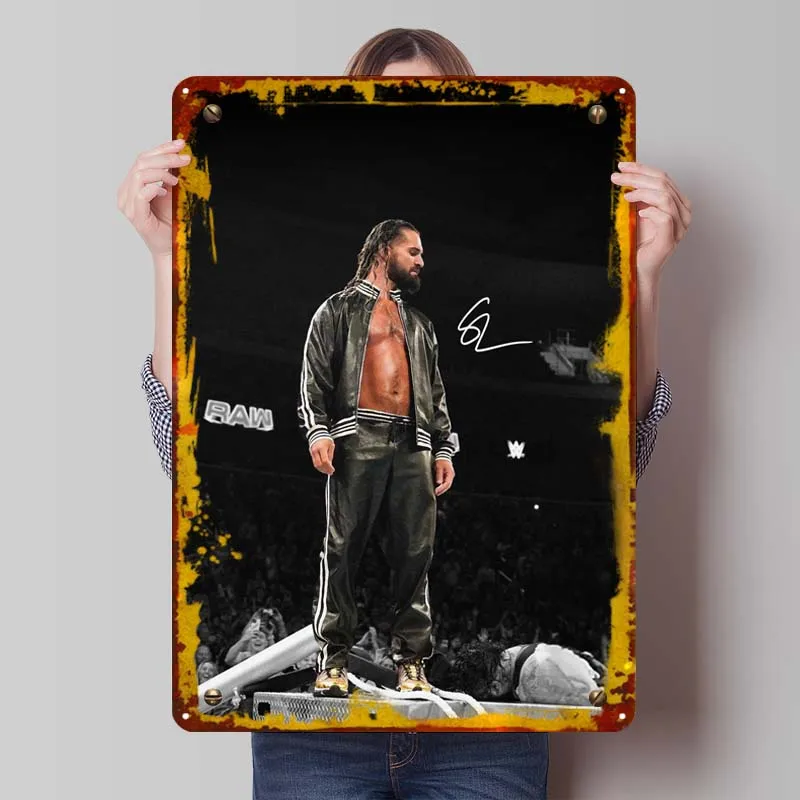 Seth Rollins Tinplate Sign Sports Poster Vintage Home Decor Items Custom Metal Signs for Wall Art Decoration Bar Accessories