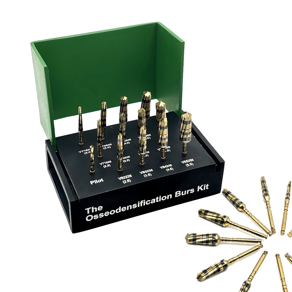 13Pcs Dental Osseodensification Bur Drills Dental Implant Green Kit Surgical Implant Maxillary Sinus Lift Kit