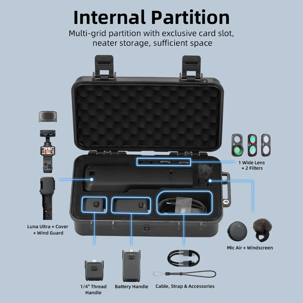Suitcase For INSTA 360 Luna Ultra Handheld Stabilizer Explosion Case  Portable Storage Box Action Camera Security Protection view 3
