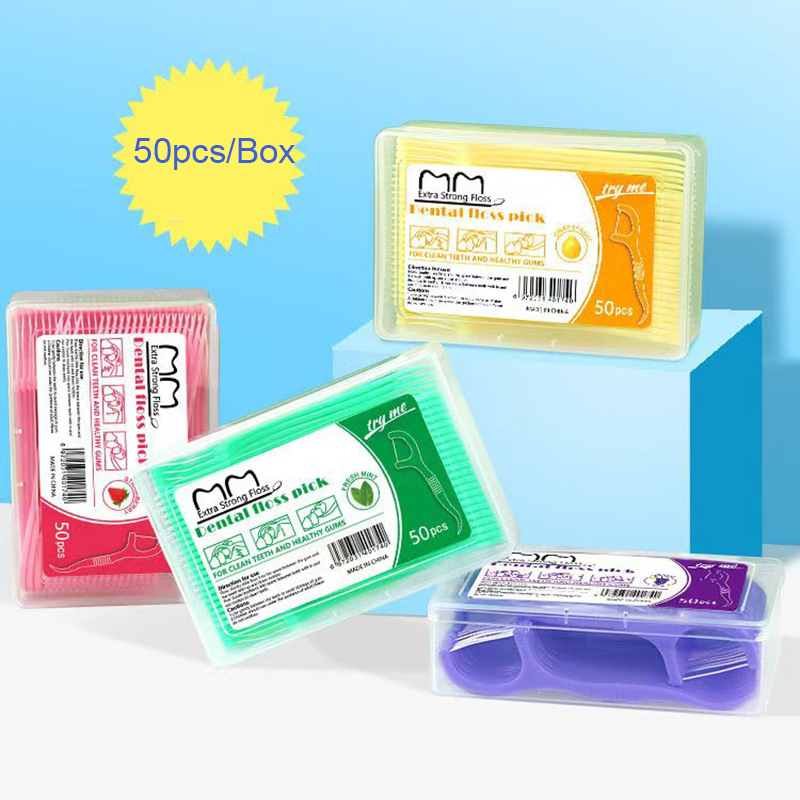  200PCS/Pack Fruit Flavor Dental Floss Picks Portable Toothpicks Sticks for Tooth Cleaning Smooth Disposable Dental Flosser Stick 