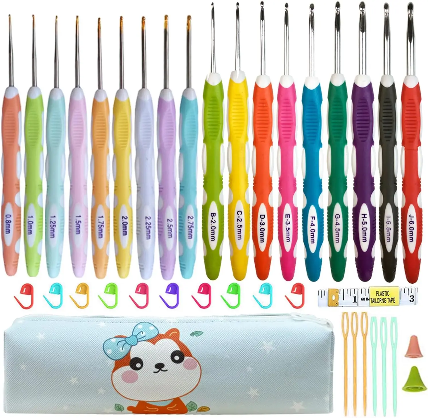 

Ergonomic Crochet Hook Set with Case, 18 Sizes 0.8-6mm for Arthritic Hands, Beginners and Crochet Lovers