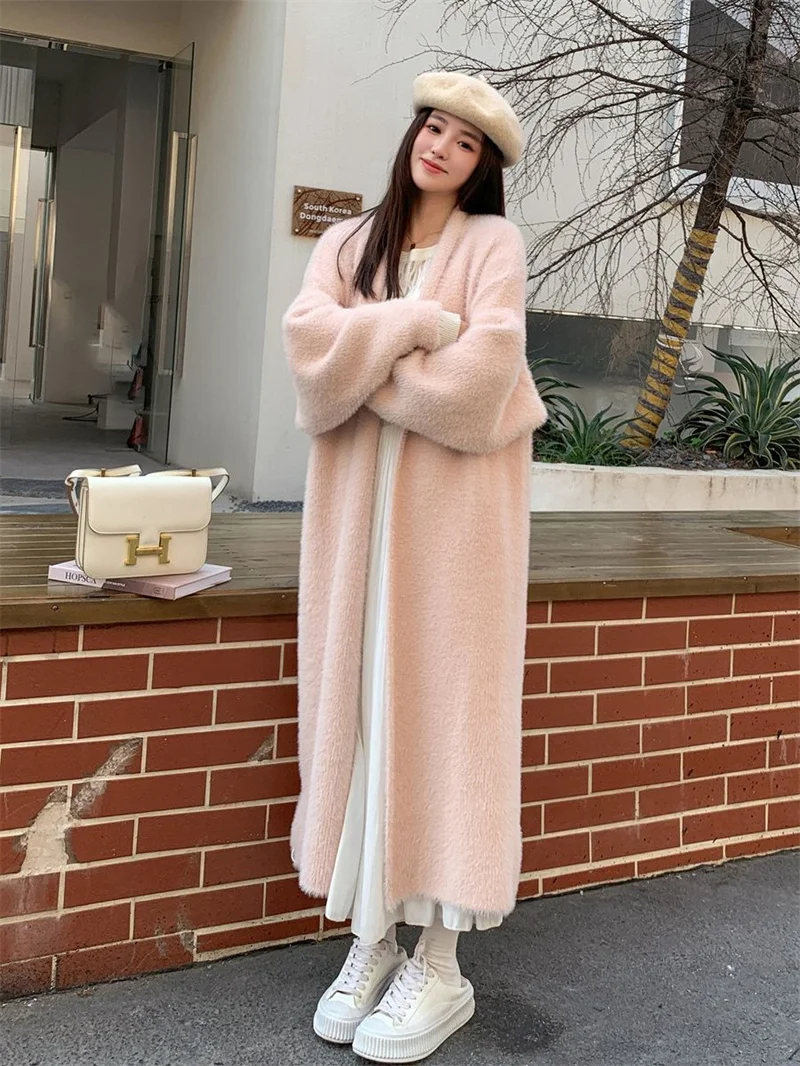 Soft and Glutinous Knitted Sweater Cardigan Women's Autumn and Winter New Loose Slimming Versatile Fashion Long Coat Commuting