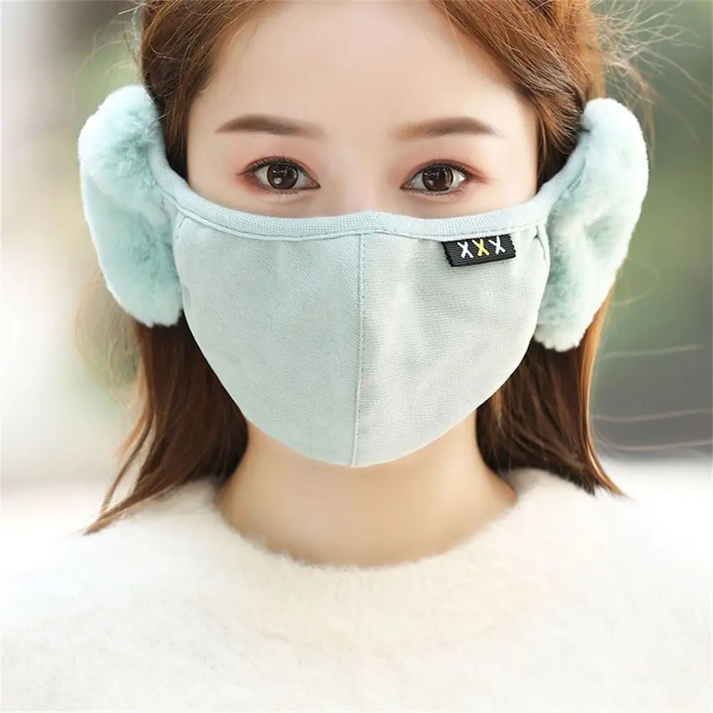 أزياء الشتاء الدافئة 2 في 1 قناع غطاء للأذنين الباردة واقية يندبروف رشاقته أفخم غطاء للفم الغبار القطن Earlap النساء الفتيات