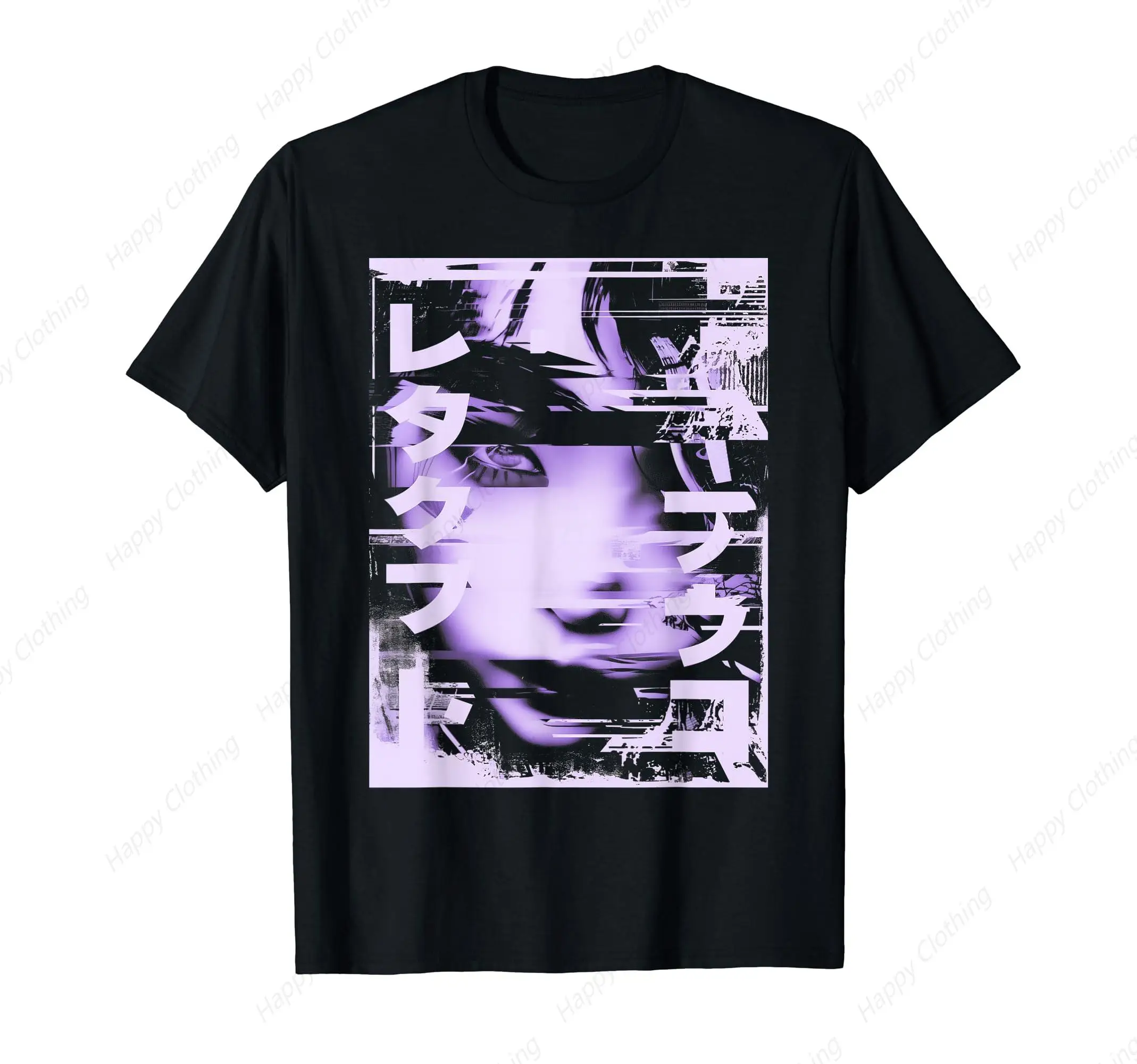 Futuristic Techwear Japan Japanese Cyberpunk Harajuku Otaku Oversized Graphic Tees Y2k Vintage Tees Print Streetwear T-Shirt