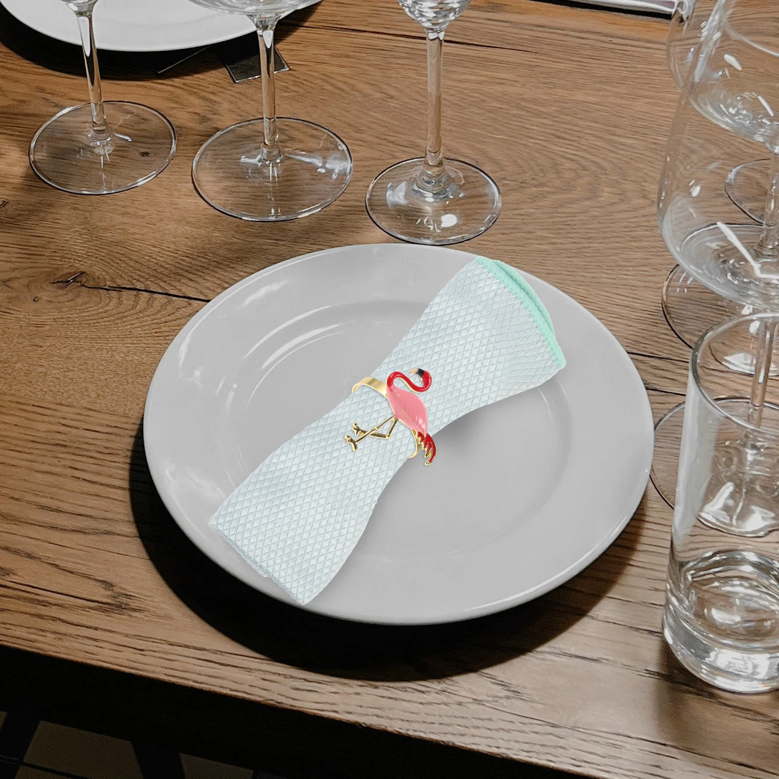

6 Pcs Flamingo Shaped Napkin Rings Bright Colors High Grade Material Easy Clean Long Restaurant