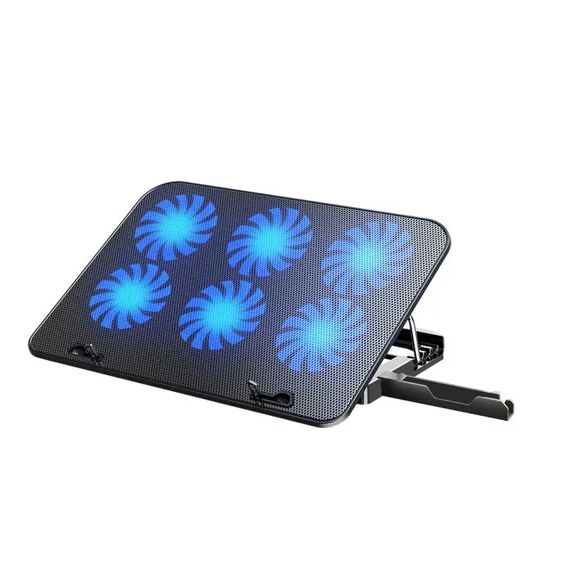 

A9 игровой RGB-кулер для ноутбука, 2 USB-порта, 6 вентиляторов, игровой светодиодный светильник, кулер для ноутбука 15,6 дюйма, подставка для ноутбука Macbook