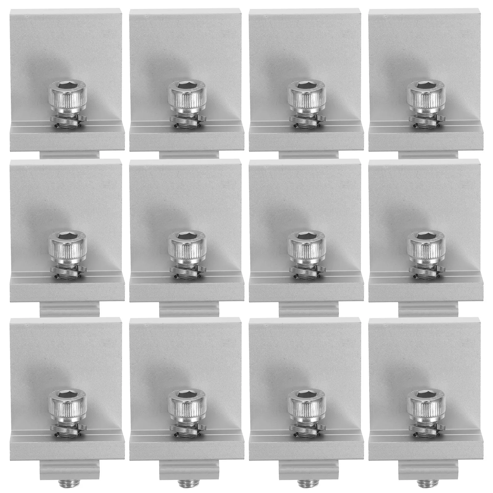 

12Pcs Solar Panel Side Pressure Block Component Aluminium Alloy Bracket Clip Easy Install Long Lasting Outdoor Fixed Buckle