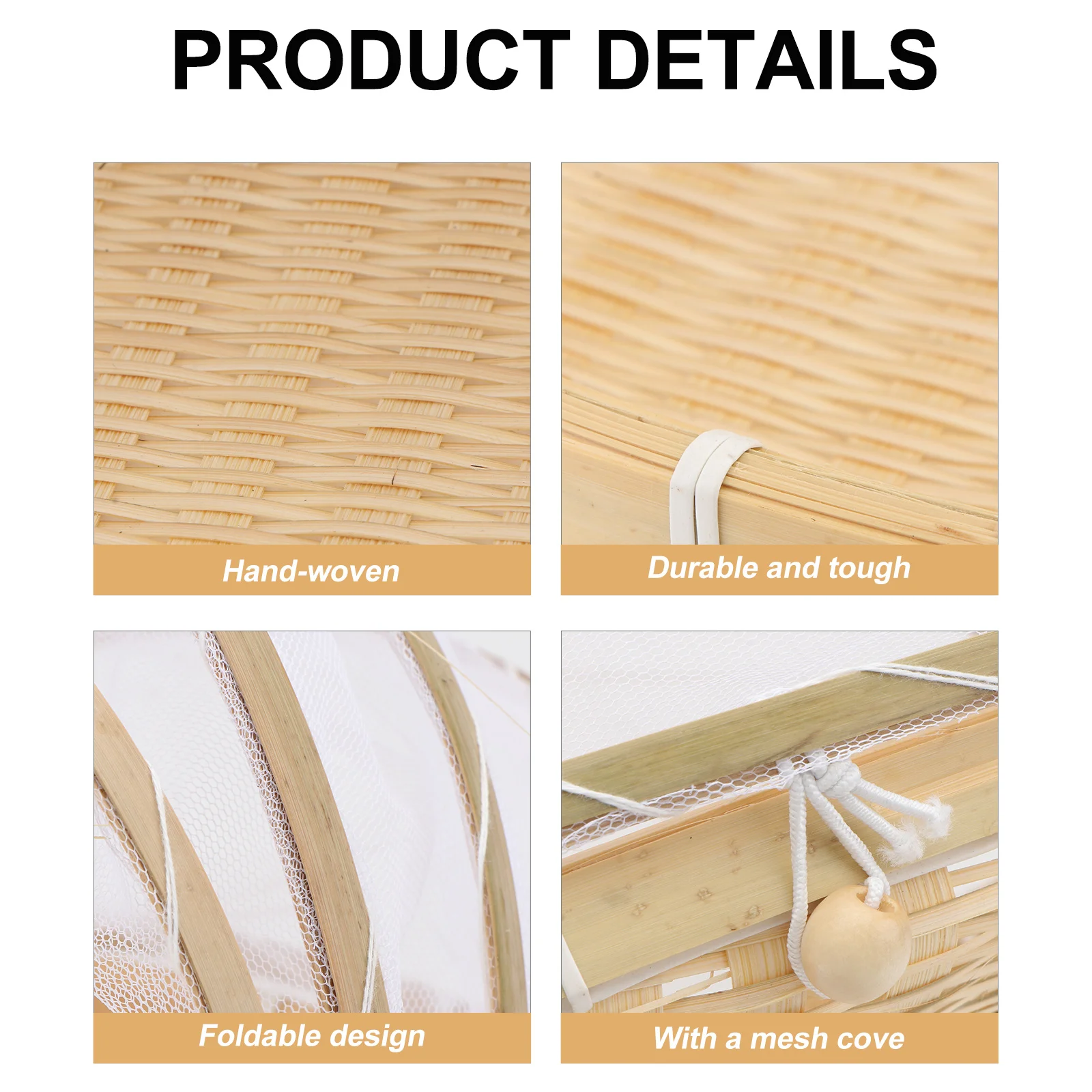 

1Pcs Bamboo Woven Food Cover Storage Basket Food Display Container Household Kitchenware Practical Cake Snack Protector