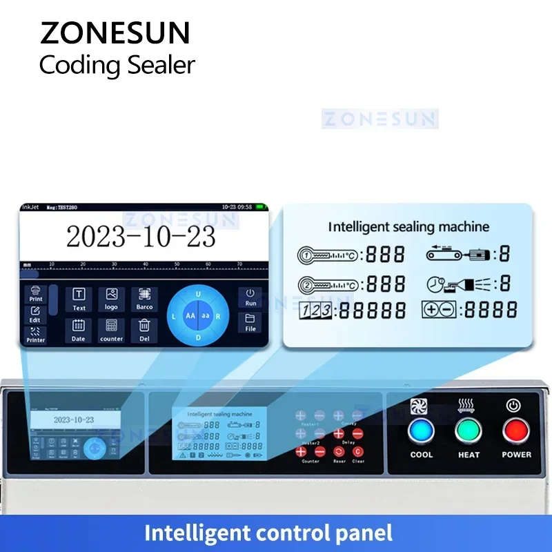 ZONESUN ZS-LWCSM2 Vertical & Horizontal Continuous Band Sealer for Food, Cosmetic & Daily Packaging view 3