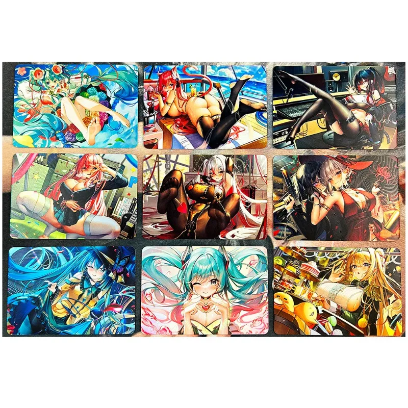 9pcs/set Anime ACG Mobile Girl Ship Girl Fgo Hatsune Miku Refraction Card kawaii Sexy Girl Collectibles Game Collection Cards