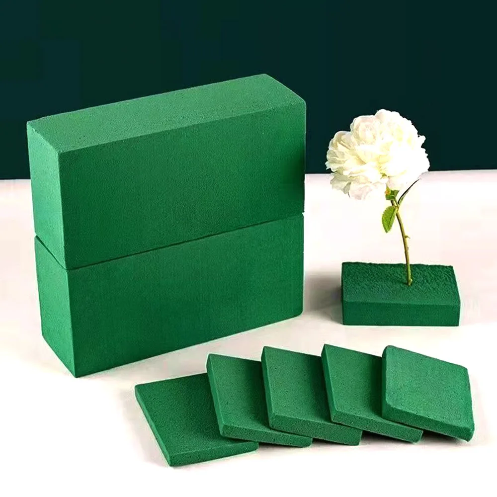 1PC DIY Floral Foam Brick Rectangle Green Styrofoam Dry Block Flower Mud Easy Wet Keep for Bouquet Birthday Valentine's Day Gift