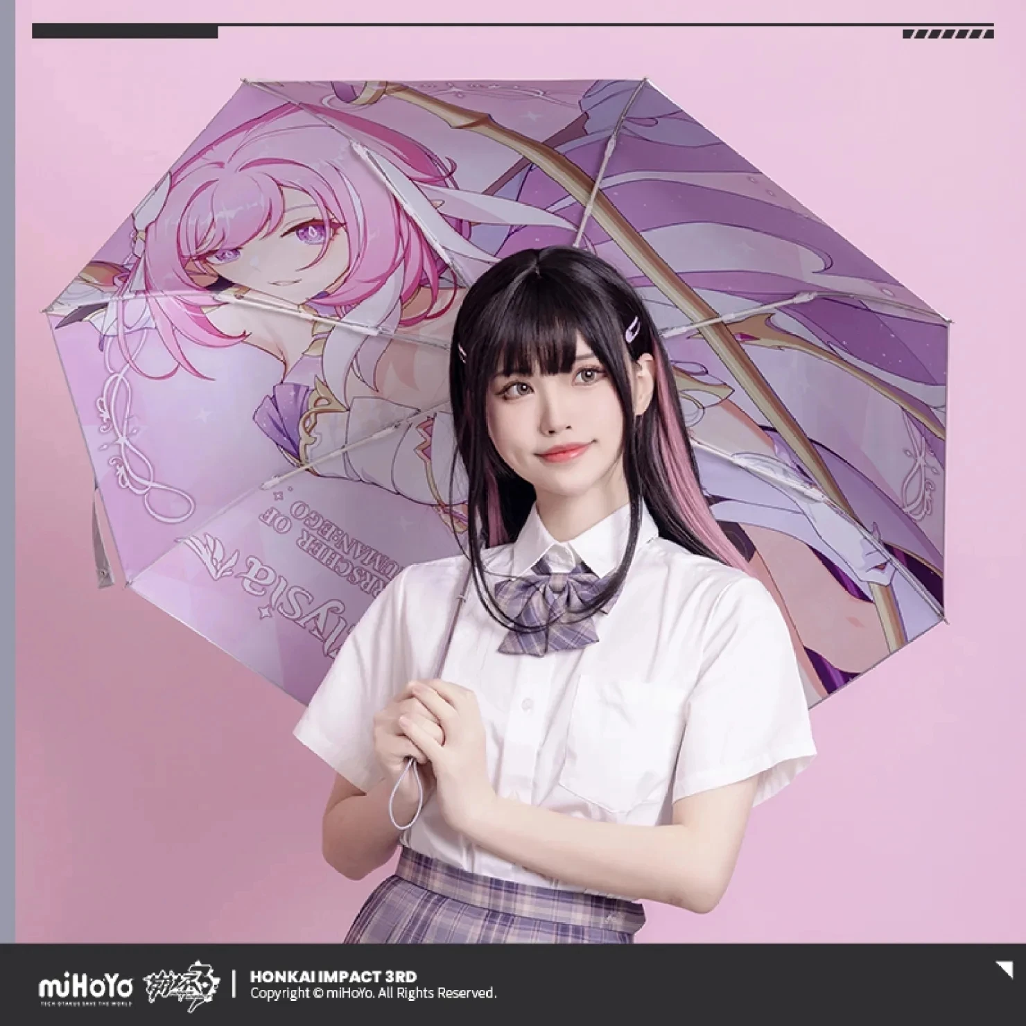 Anime Game Honkai Impact 3 Elysia HERRSCHER OF HUMAN:EGO Themed Cosplay Digital Printed Sun Umbrella 55CM*8K 100% Polyester