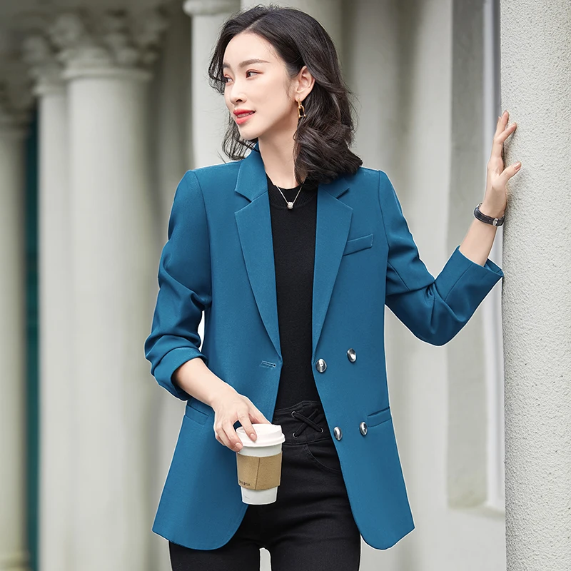 YIBAKA Slim Blazers for Woman 2024 New Fashion Office Ladies Long Sleeve Blazers Chic Turn Down Collar Single Button Coats