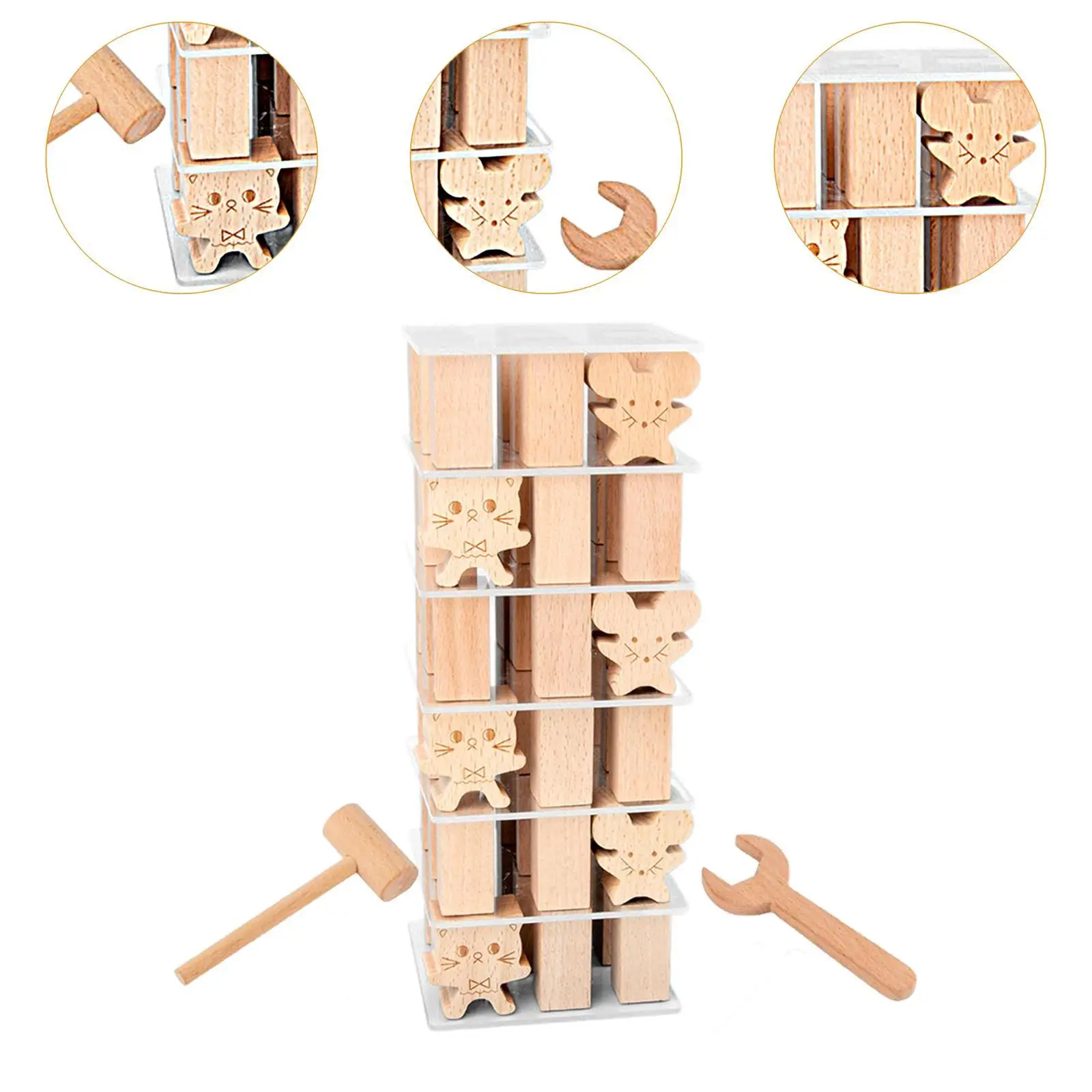 Tower Wood Block Early Learning Building Blocks for Kids Children Boys Girls