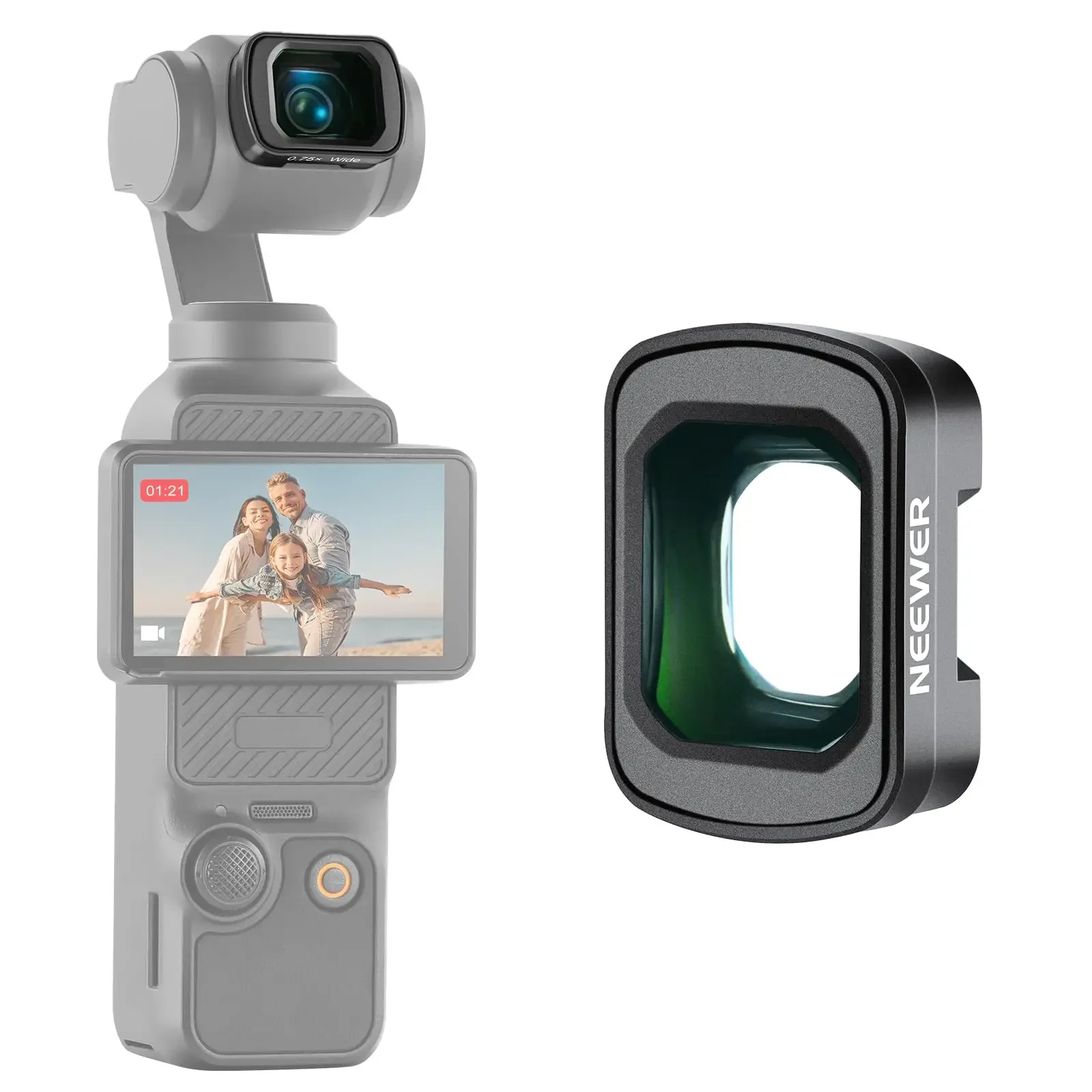 

Широкоугольный объектив NEEWER 0,75X для DJI OSMO Pocket 3, расширенный пополнитель 108, асферический объектив экшн-камеры с магнитным покрытием