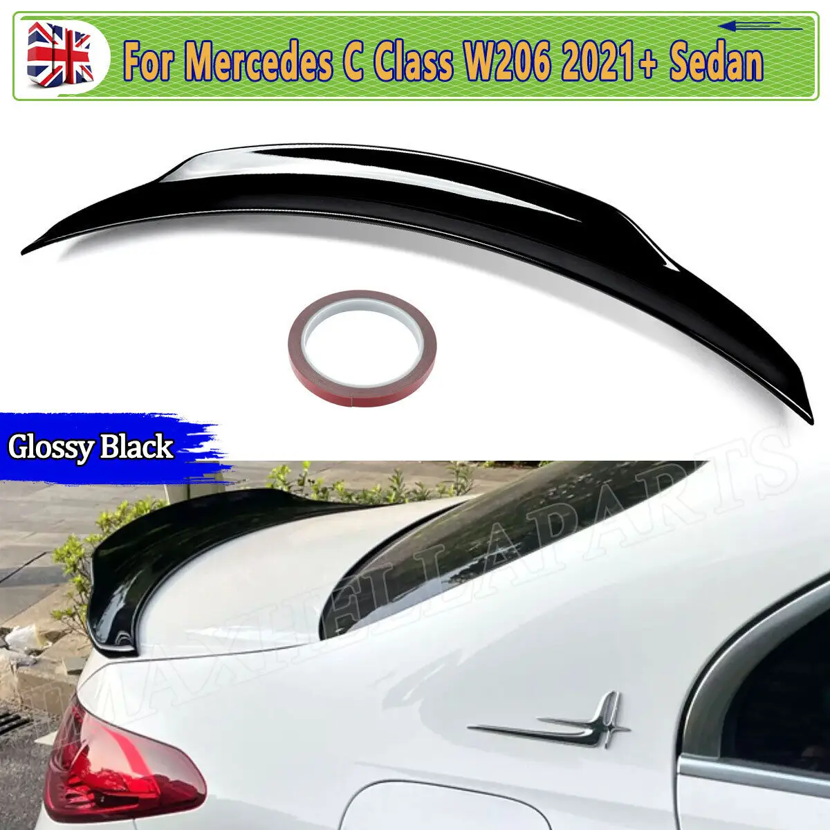 

GLOSS BLACK REAR BOOT SPOILER FOR MERCEDES Benz W206 C CLASS C200 C300 SALOON 2021 2022 PSM STYLE Trunk Roof Spoiler Lip Trim