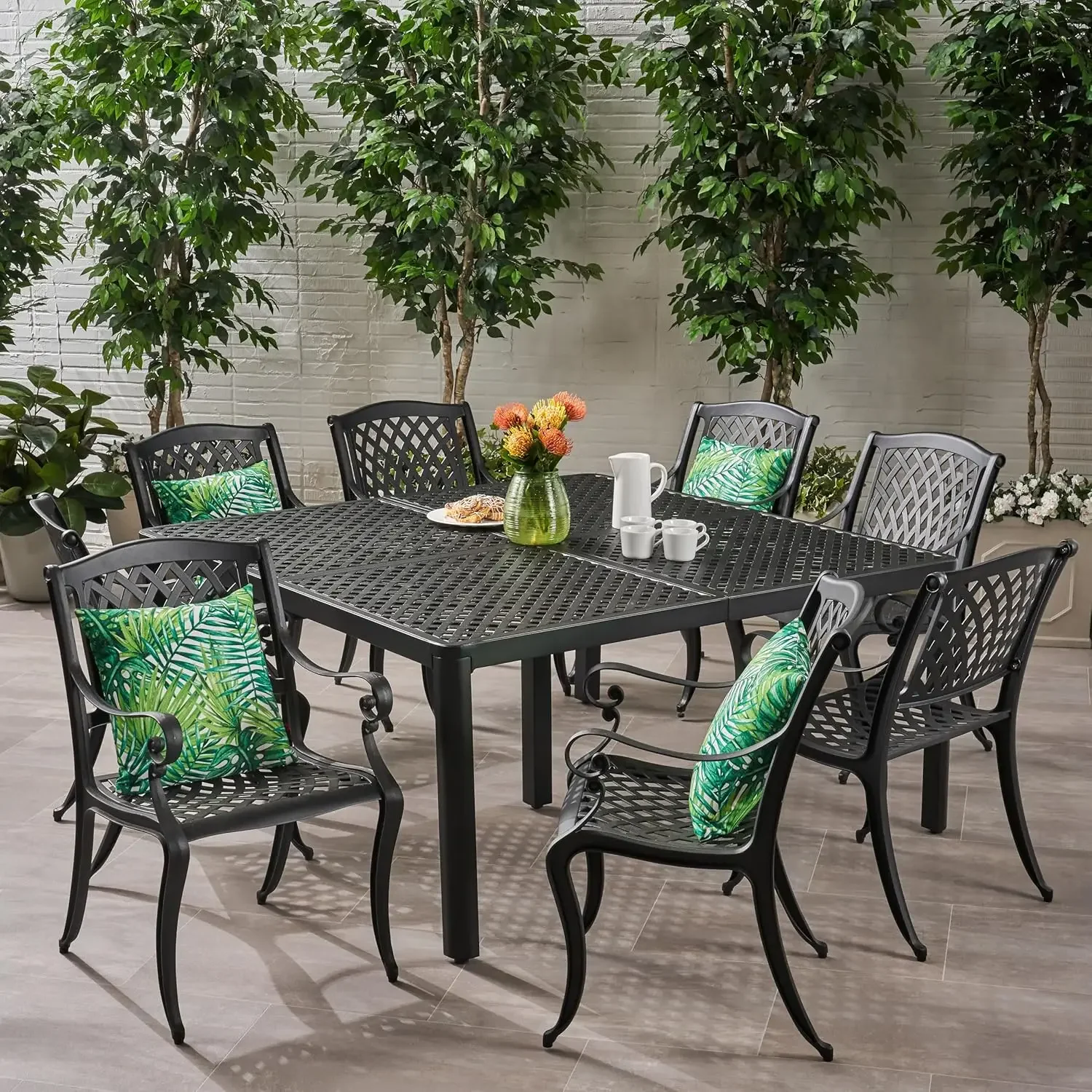 Aviary Outdoor Aluminum 8 Seater Dining Set, 22 