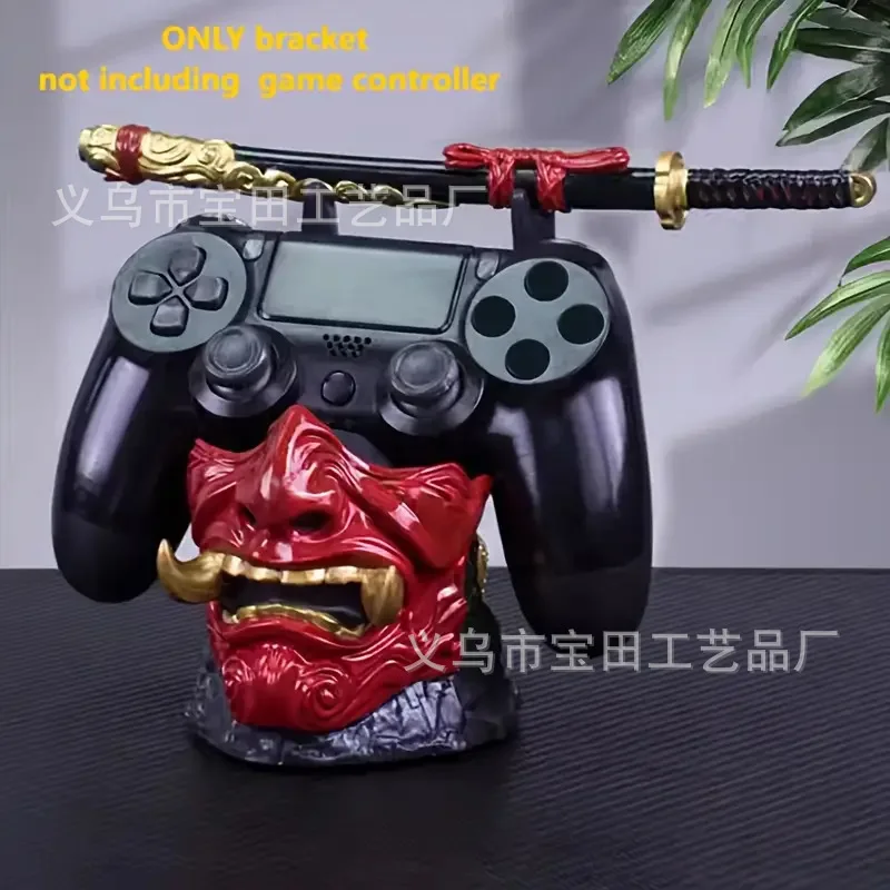 

New Halloween Ghost Swordsman Resin Statue 2-Piece Set - PS4 Wireless Controller & Phone Stand, Spooky Game Room Decor