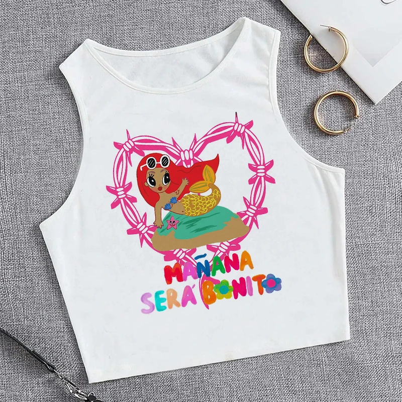 Streetwear T-shirt Vest Tank Top Crop Top Manana Sera Bonito Bichota Karol G T Shirt Women Tshirt Trendy Clothing Tee Cropped