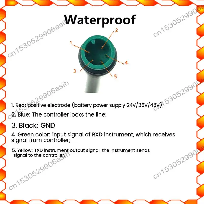 -AT52 24V 36V 48V LCD8H Display Waterproof Connector With USB Electric Bicycle Bike Display