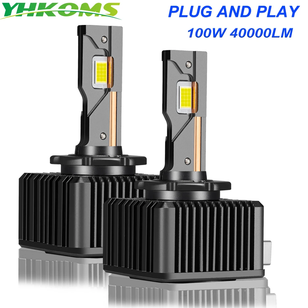 YHKOMS Canbus D1S LED Headlights HID D3S D2S D4S D8S D1R D3R Copper Tube LED 100W 30000LM Two-sided CSP Chip 6000K Plug&Play