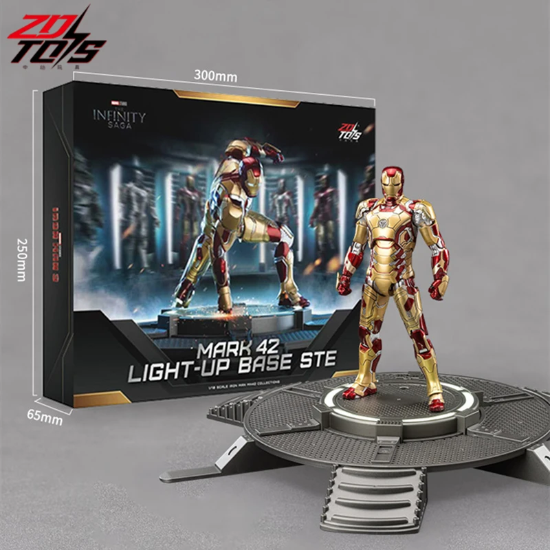 

ZDTDS Toy Iron Man MK42 7 inches LED Large Platform Action Figure Movie Doll Tony Stark Joint Mobility Model Birthday Gift